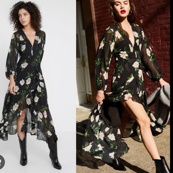 Kooples Allure Ruffled Floral Midi Dress - Picture 3 of 8